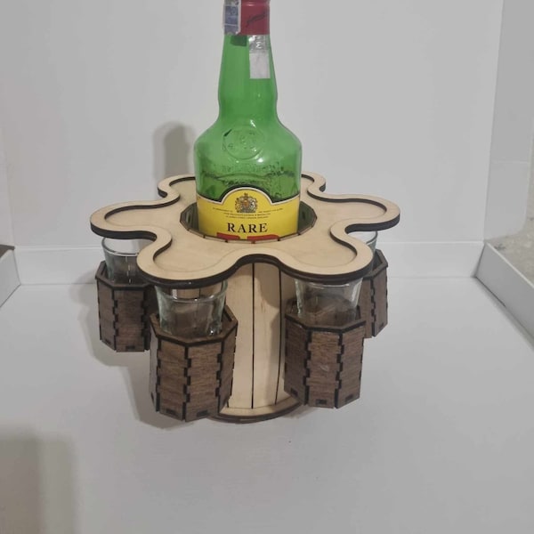 Glass shots dispenser and bottle holder