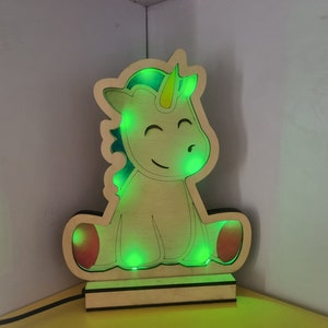 Belle lampe licorne avec fichier SVG de lumières LED RVB image 1