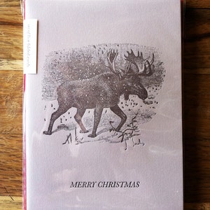 5-pack Christmas Moose letterpress cards image 3