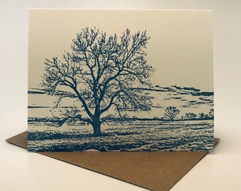 5-pk Cottonwood tree letterpress notecards