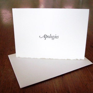 Apologies letterpress notecard imagem 1