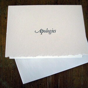 Apologies letterpress notecard imagem 2