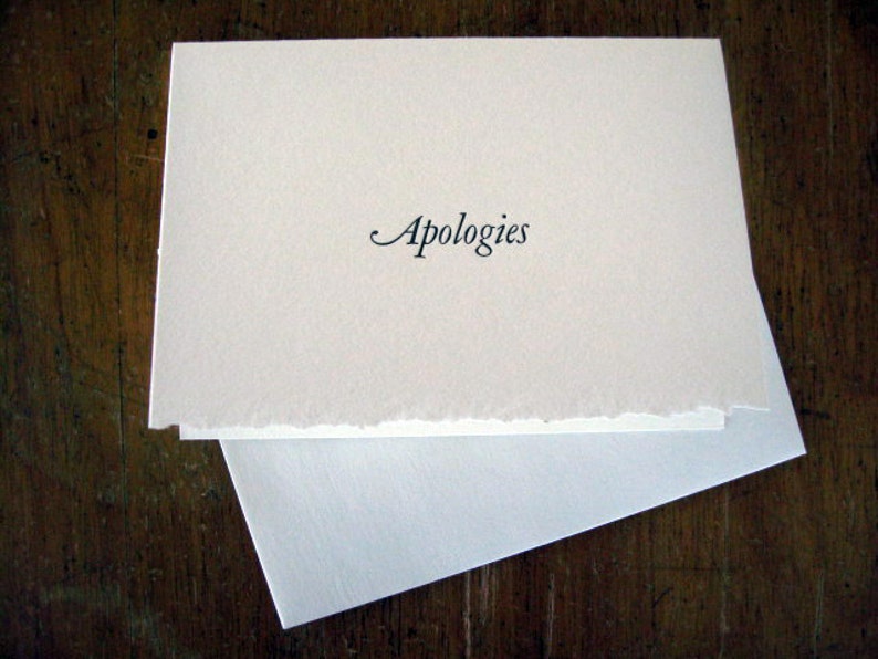 Apologies letterpress notecard imagem 2