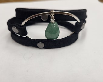 Black leather wrap around bracelet
