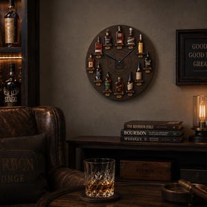 Bourbon Collector’s Clock | Acrylic Wall Clock, Bar Decor - Time Well Poured