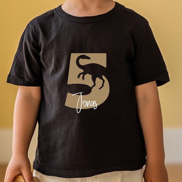 Personalized Dinosaur Birthday Shirt for Boys with Name & Number, Dino Kids' Birthday T-Shirt, Gift for Boys, Gift Idea