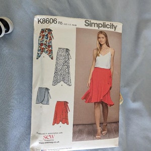 Simplicity K 8606 new, uncut wrap skirt sewing pattern, plus size