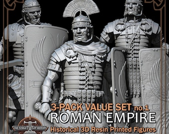 Roman Empire Legion 3-Pack ver. 1 (Value Set) - Historical Figures - 3D Resin Printed Model Kit - Scale from 90mm to 300mm