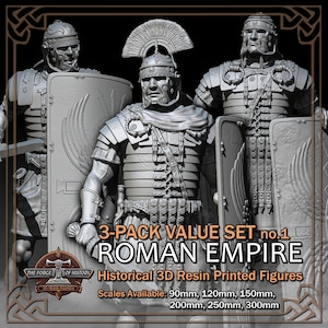 Roman Empire Legion 3-Pack ver. 1 (Value Set) - Historical Figures - 3D Resin Printed Model Kit - Scale from 90mm to 300mm