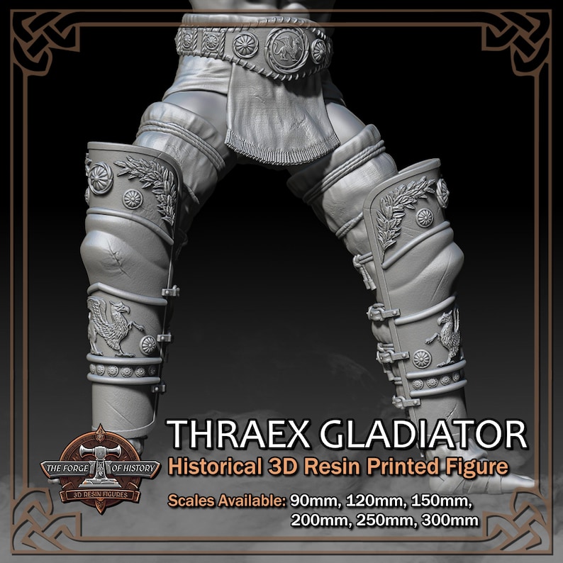 Thraex 'Thracian' Roman Gladiator - Historical Figure - 3D Resin Printed Model Kit - Scale from 90mm to 300mm (1/18 to 1/6) Bild 10