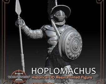 Hoplomachus Roman Gladiator - Historical Figure - 3D Resin Printed Model Kit - Scale from 90mm to 300mm (1/18 to 1/6)