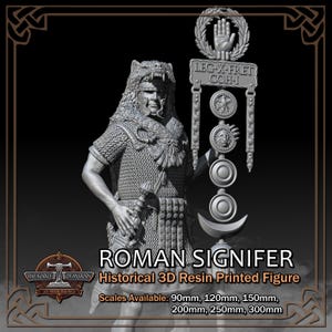 Roman Empire Signifer Standard Bearer - Historical Figure - 3D Resin Printed Model Kit - Scale from 90mm to 300mm
