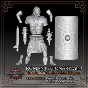 Roman Empire Legion 3-Pack 3 - 3D Printed Model Figure Kit - Scale 90mm