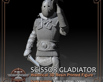 Scissor Arbelas Roman Gladiator - Historical Figure - 3D Resin Printed Model Kit - Scale from 90mm to 300mm (1/18 to 1/6)