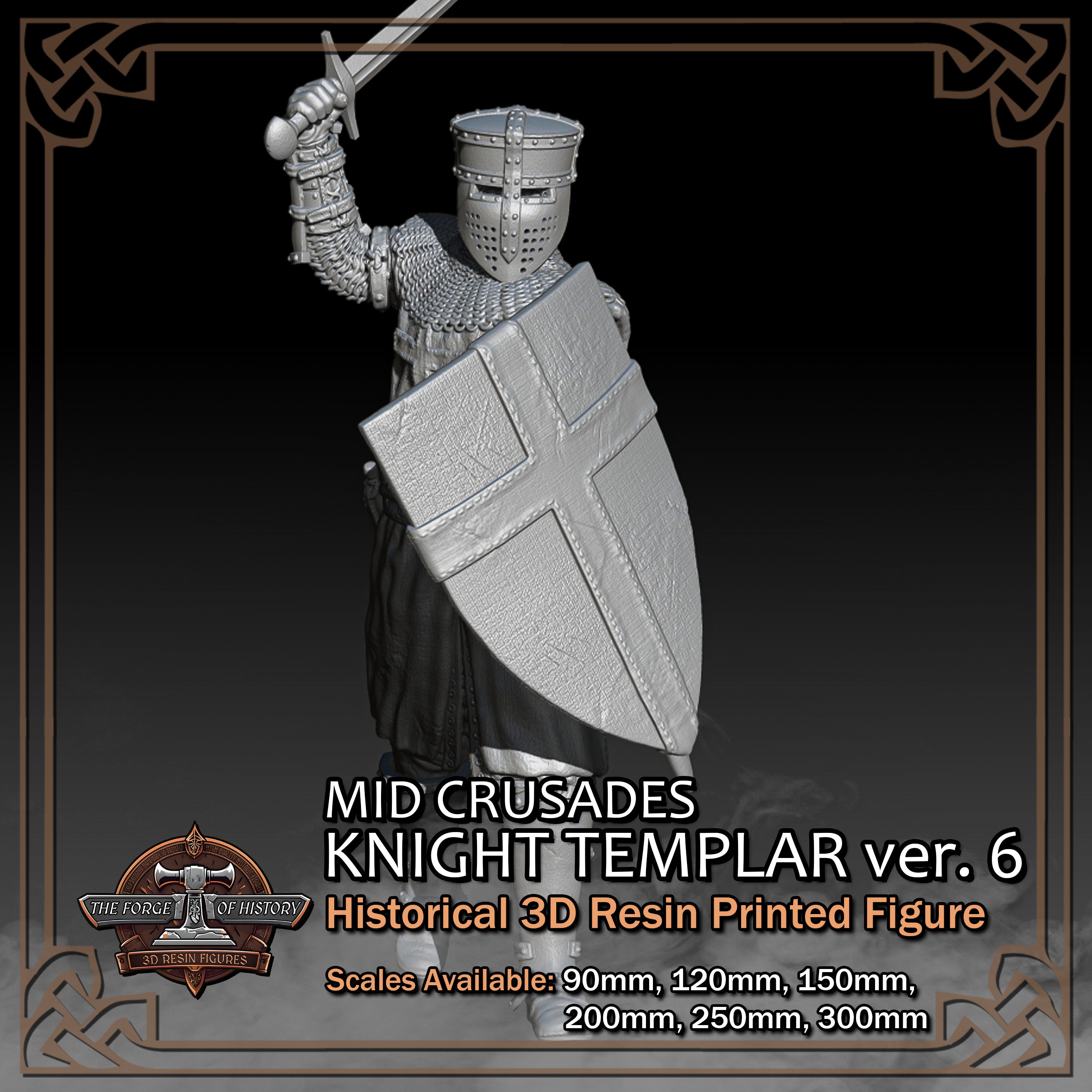 Crusader Knght Templar Captan Hstorcal Fgure 3D Resn Prnted