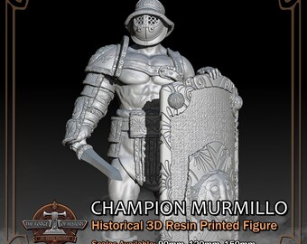 Champion Murmillo Gladiator - Historical Figure - 3D Resin Printed Model - Scale from 90mm to 200mm