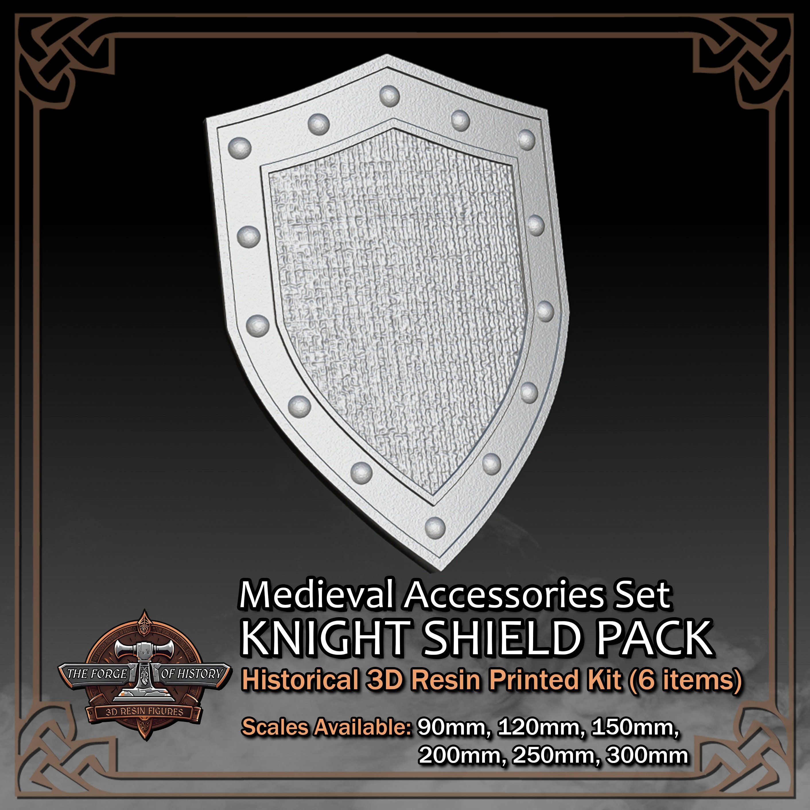 Medieval Knight Shields Pack (accessories Set/6 Items) - 3D Resin ...