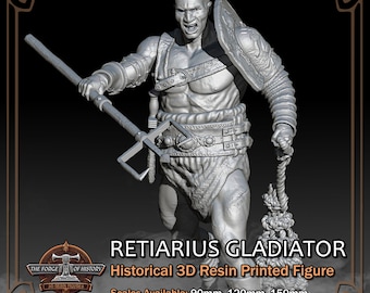 Retiarius Gladiator - Historical Figure - 3D Resin Printed Model Kit - Scale from 90mm to 300mm