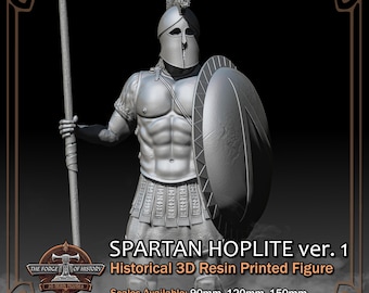 Ancient Greek Spartan Hoplite ver. 1 - Historical Figure - 3D Resin Printed Model Kit - Scale from 90mm to 300mm