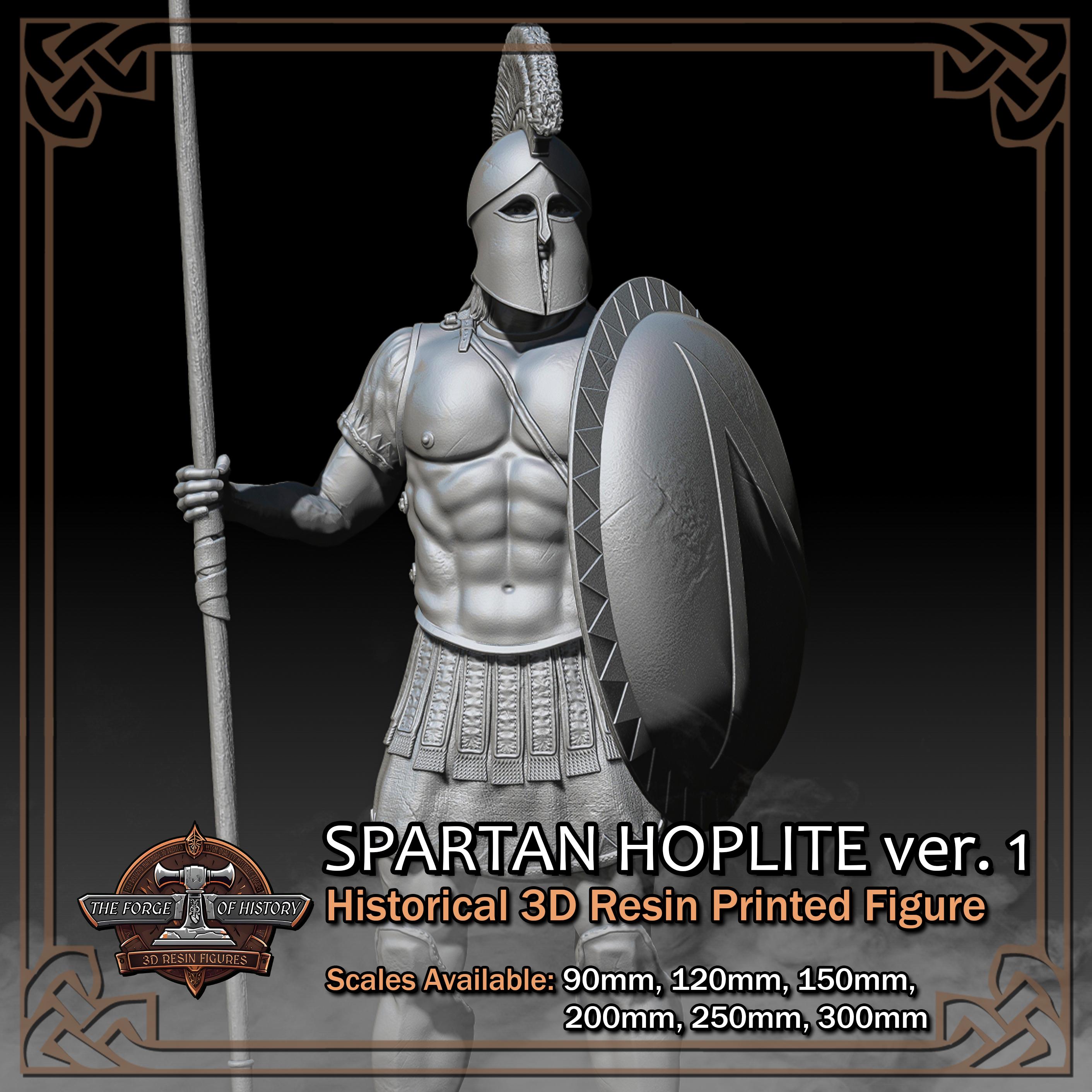 Greek Spartan Hoplite 1 - 3D Resin Printed Figure Model - Scale