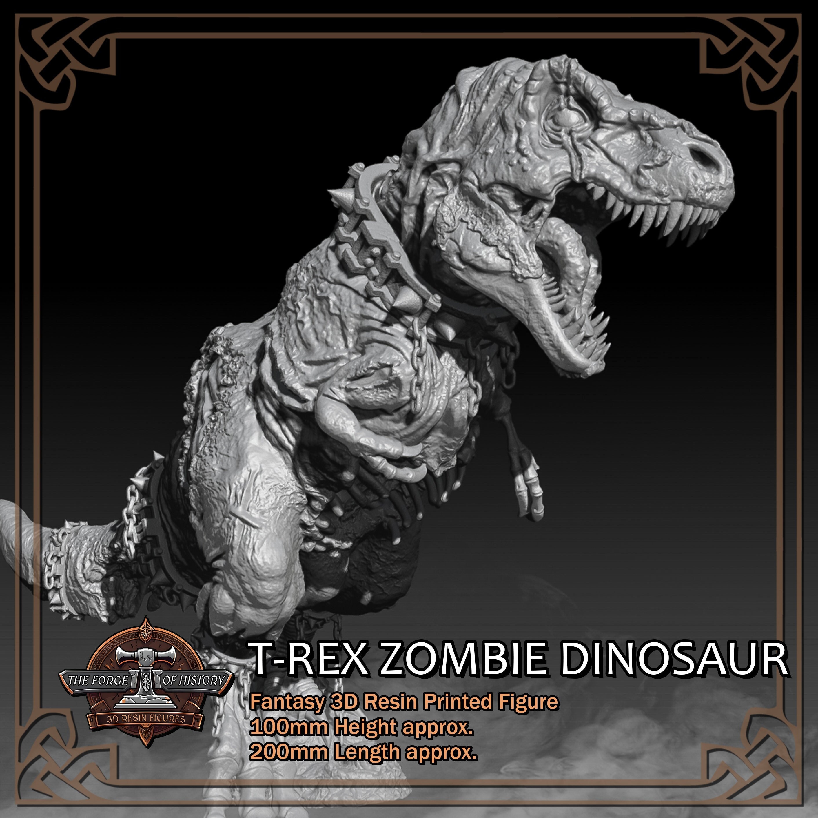 T-rex Zombie Dinosaur - H100mm L200mm Fantasy Figure - 3D Resin
