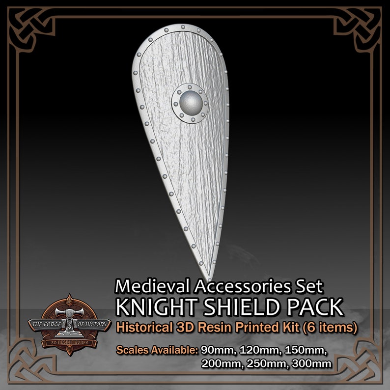 Medieval Knight Shields Pack (accessories Set/6 Items) - 3D Resin ...