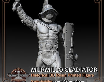 Murmillo Roman Gladiator - Historical Figure - 3D Resin Printed Model Kit - Scale from 90mm to 300mm (1/18 to 1/6)