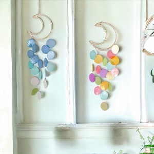 Capiz Shell Wind Chime Moon | Garden Decoration | Outdoor Hanging Wind Chime | Patio Home Decoration | Gift for Mom