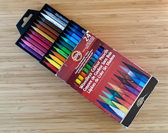 Woodless Colored Pencils by Koh I Noor Set 24 Artist Quality in Box with Trays Hardtmuth Colour Open Box