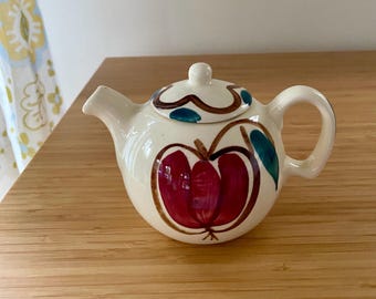 Purinton Tea Pot 2 Cup Apple & Pear Vintage Hand Painted USA Pottery 1940s to 50s