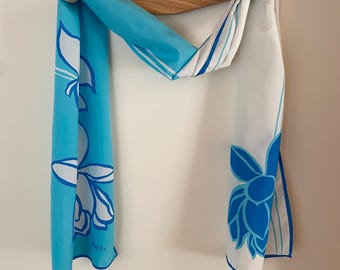 Vintage Scarf Vera Neumann Neckerchief Floral Pattern Oblong Mid Century
