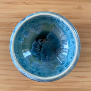Crysalline Glaze Studio Pottery Small Bowl Porcelain Ring Dish Trinket Dish 2.75” wide