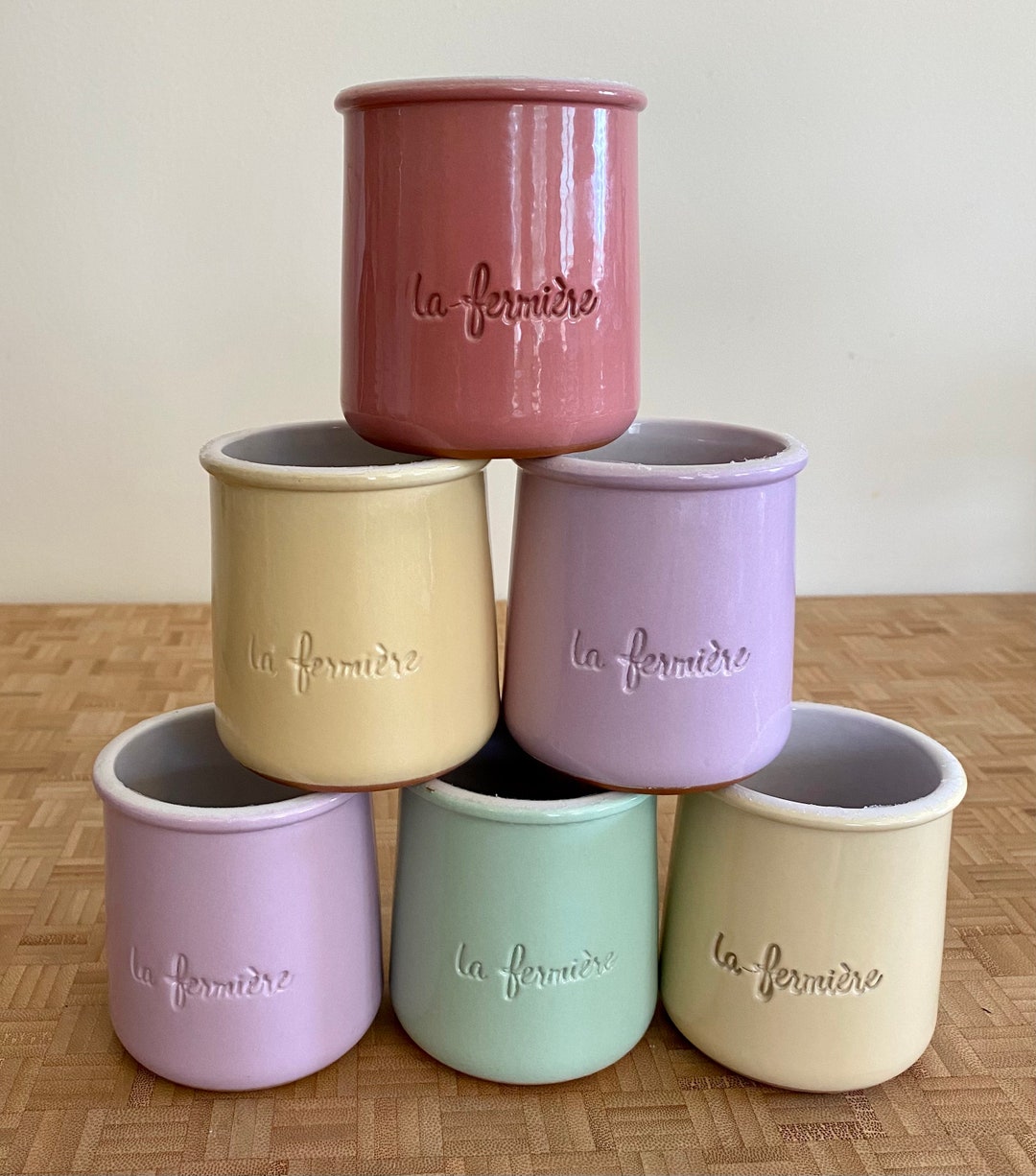 La Fermière Pottery Jar Jars Ceramic Pots Lilac, Dusty Pink Mint Green