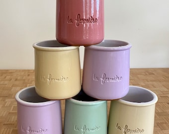La Fermière Pottery Jar Jars Ceramic Pots Lilac, Dusty Pink Mint Green, Sand or Blue 5 oz. Size Craft Storage ONE JAR