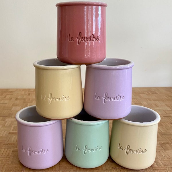 La Fermière Pottery Jar Jars Ceramic Pots Lilac, Dusty Pink Mint Green, Sand or Blue 5 oz. Size Craft Storage ONE JAR