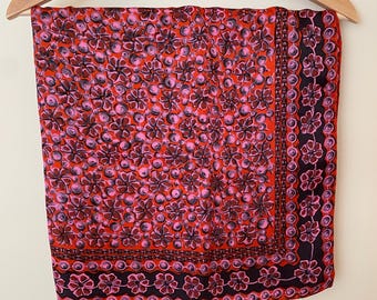 Midcentury Silk Scarf Scarf Atomic Floral Pattern Vintage 1950s 30” Square