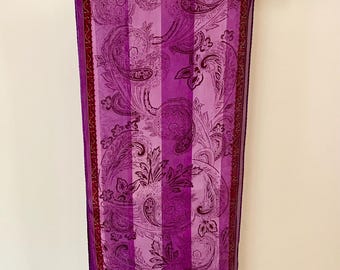Silk Scarf Jones New York Vintage 1980s Designer Accessory Purple Paisley Pattern Oblong