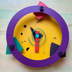 Wakita Canetti Paradise 80s Postmodern Wall Clock Shohei Mihara Memphis Style 1980s Memphis Milano Paradise Clock