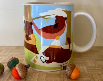 Mug Beavers Camping Kikkerland Illustration by Jara Sow Animal Mug