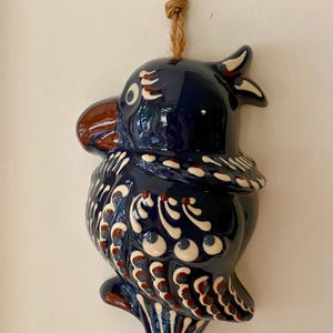Vintage Pottery Bird Wall Decor Majolica Wall Hanging Hungarian or European Folk Art