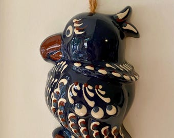 Vintage Pottery Bird Wall Decor Majolica Wall Hanging Hungarian or European Folk Art