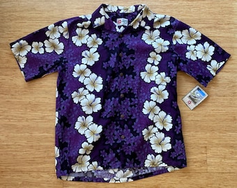 Men’s Hawaiian Shirt NWT Hilo Hattie Original Authentic Made in Hawaii Cotton Barkcloth Size Men L