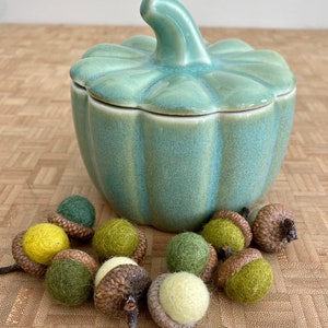 Felted Acorns Beeswax 1.5cm Greens Felt Acorn ALL NATURAL Holiday Decor Bowl Filler No Toxic Glue Lot Of 12 image 8