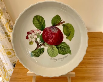 Portmeirion Pomona Quiche Dish / Pie Plate Apple & Blossom 10.5” Made in England