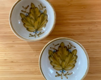 2 John B Taylor Ceramics Bowls Harvest Leaf Pattern Vintage Midcentury Louisville Stoneware Dessert Bowl