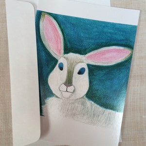 CARDS Bunny Card Set recycled paper artisan cards Set of 5 Rabbit design easter spring card image 2