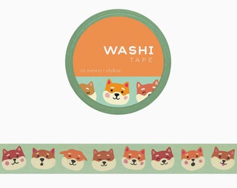 Washi Tape Shibas Inu Dogs Winter Washi Tape Holiday Letters, Gifts, Decorating and Scrapbooking