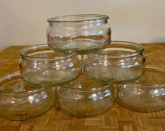 Glass Jars Creme Brulee Petit Pot Size 1.5” tall Craft Storage Set of 3 Upcycled Glass Pots Ramekins