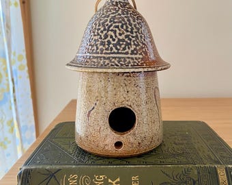 Salt Fired Birdhouse Studio Pottery by Rinny Staber Vintage 1980s Bird House