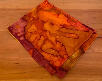 Hand Painted Silk Scarf Artisan Made Warm Colors Fall Autumn Accessories Oblong